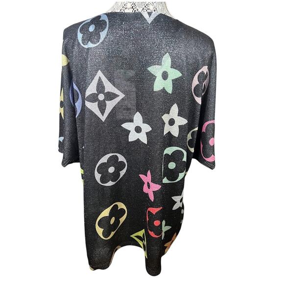 Liabella Italy Women's Geometric Pattern Short Sleeve Sweater One Size - Picture 5 of 9